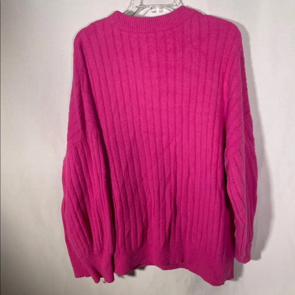 AERIE WOMENS SOFT BUTTERCREAM COSMIC PINK RIBBED SWEATER OVERSIZED LARGE - Picture 5 of 5